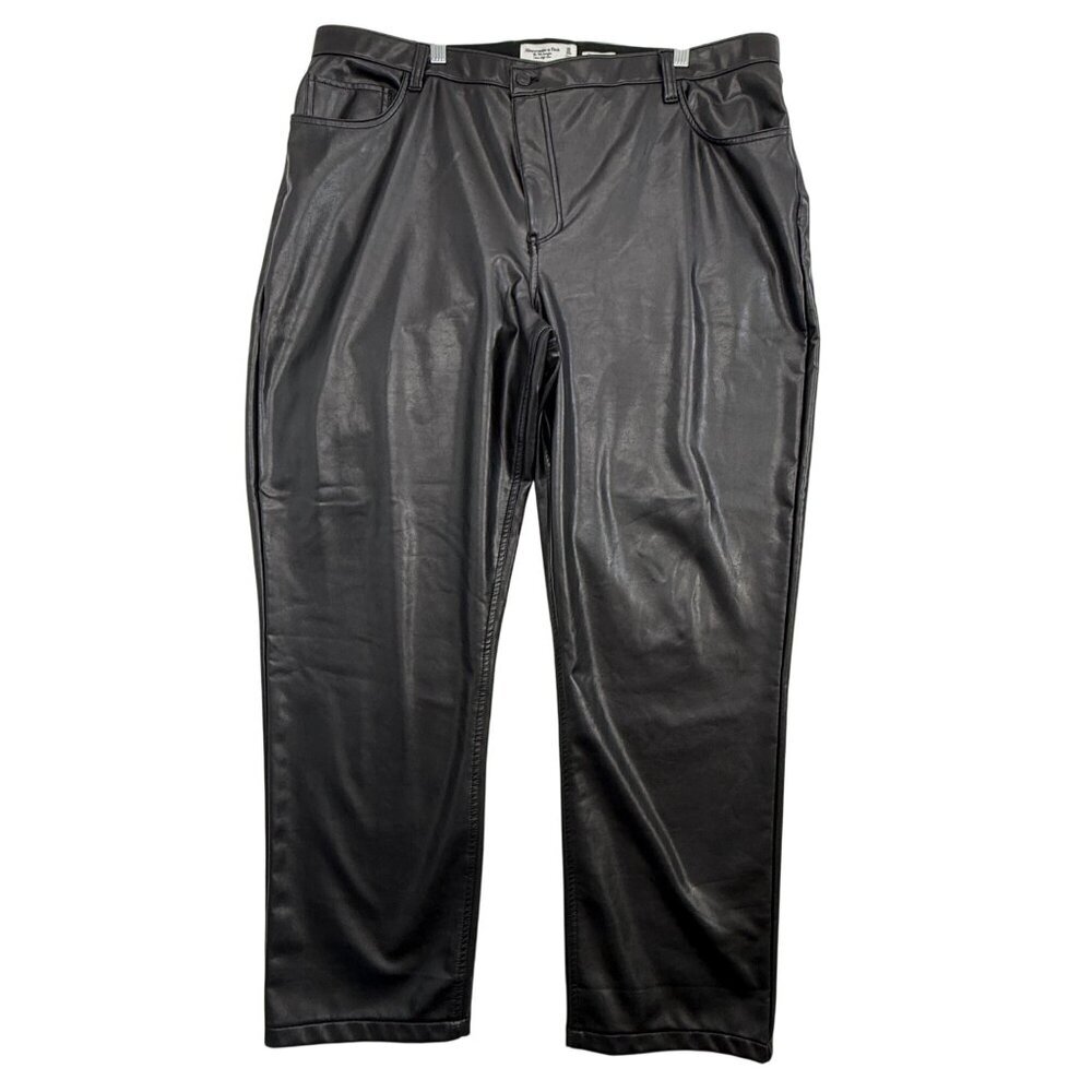 Abercrombie & Fitch Vegan Leather Curve Love Y2K Biker Streetwear Black 35|20R